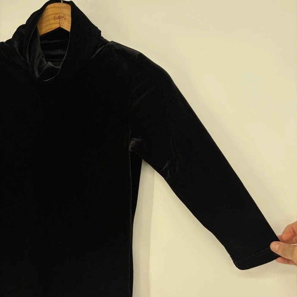 L'AGENCE Aja Velvet Turtleneck Top S Black Stretchy Minimalist Soft Witchy Fall